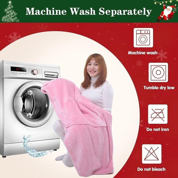 ⭐Sweat Camo Warm Bright Pink Giant Hoodie Thick Flannel Blanket with Sleeve - Picture 6 of 6